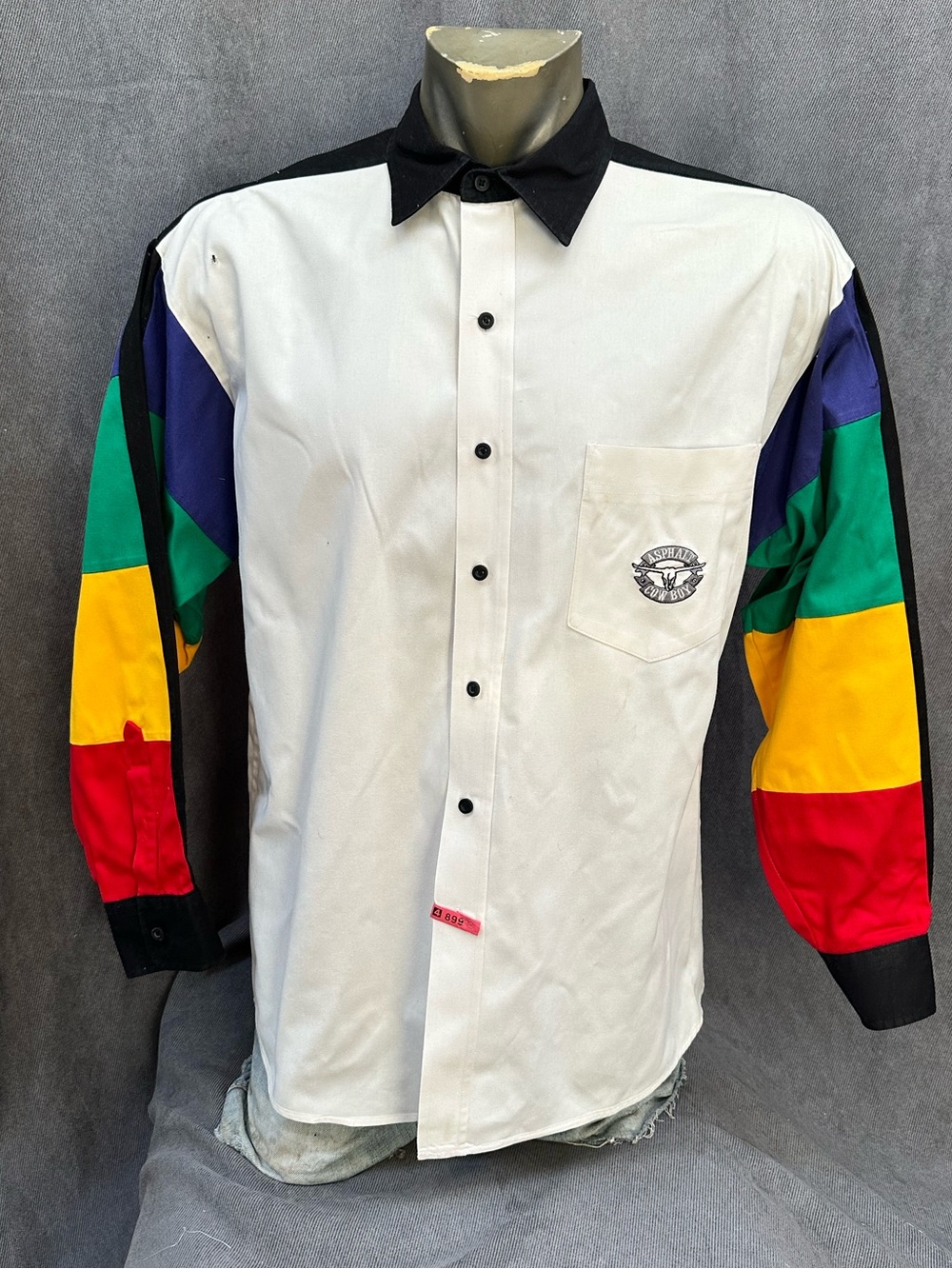 Vintage 90s Asphalt Cowboy rainbow western shirt large